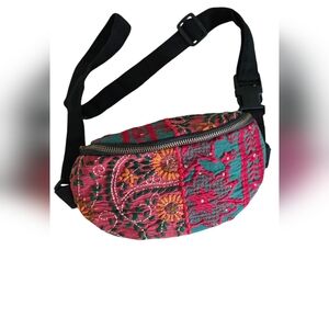 WorldFinds Handmade Floral Embroidered Belt Bag, Boho